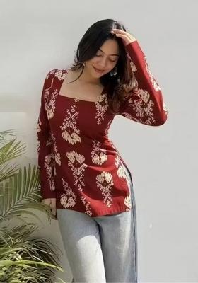 Wine Printed Rayon Top