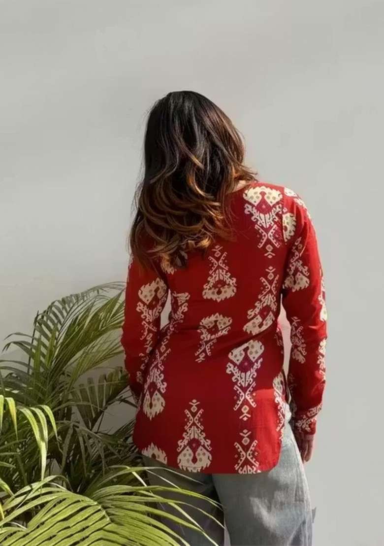 Wine Printed Rayon Top - Indya