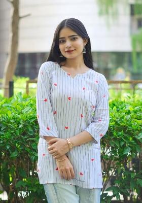 Sky Blue Printed Rayon Kurta
