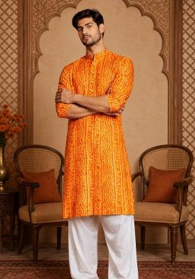 Mustard Printed Viscose Kurta