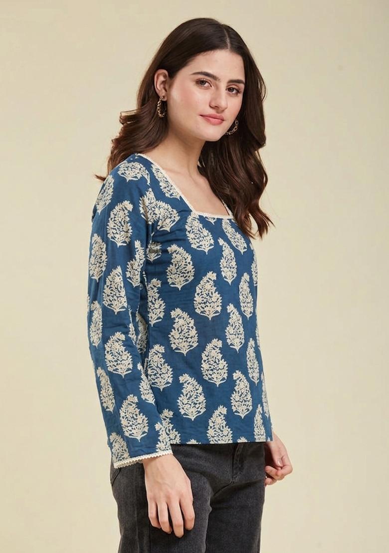 Blue Rayon Top - Indya