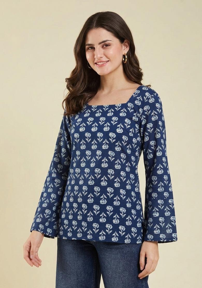 Blue Rayon Top - Indya