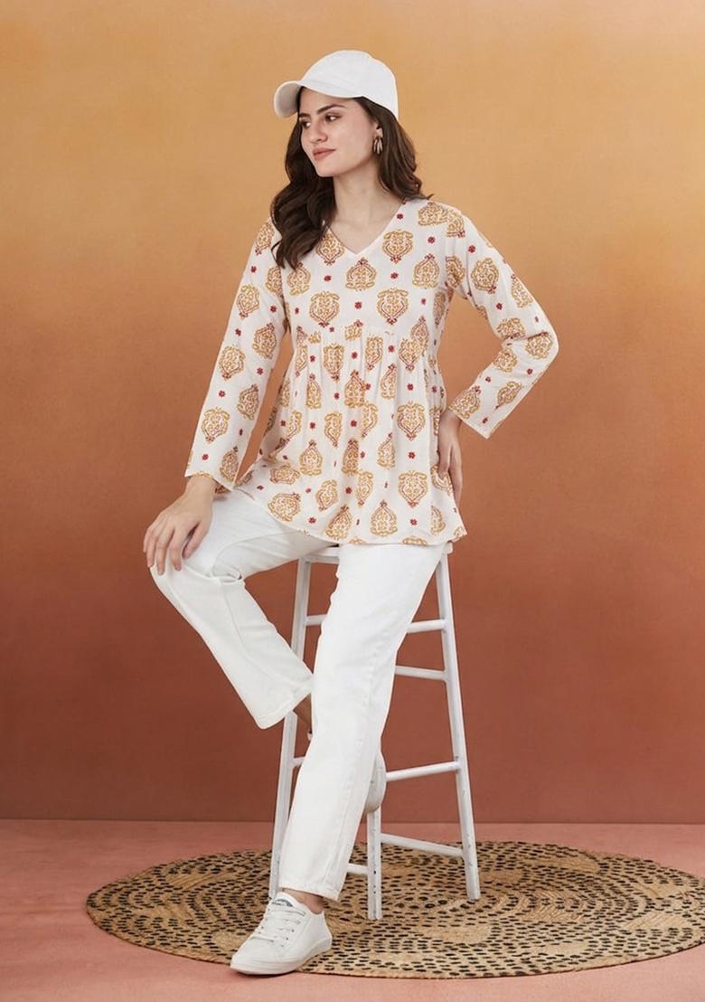 White Rayon Top - Indya