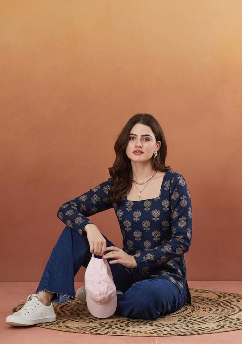 Blue Rayon Top - Indya