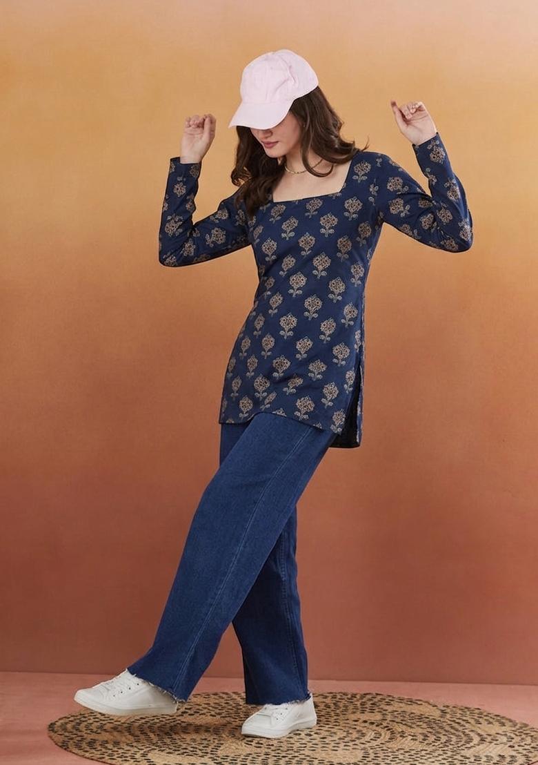 Blue Rayon Top - Indya