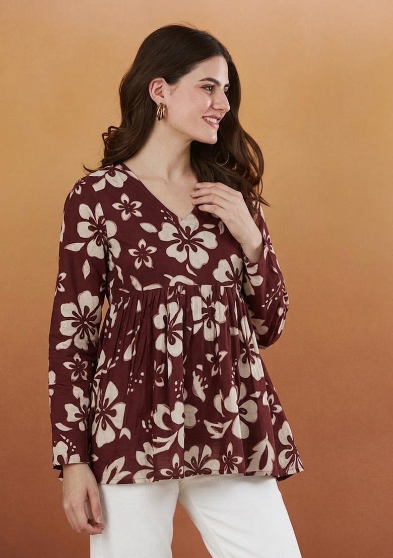 Maroon Rayon Top - Indya