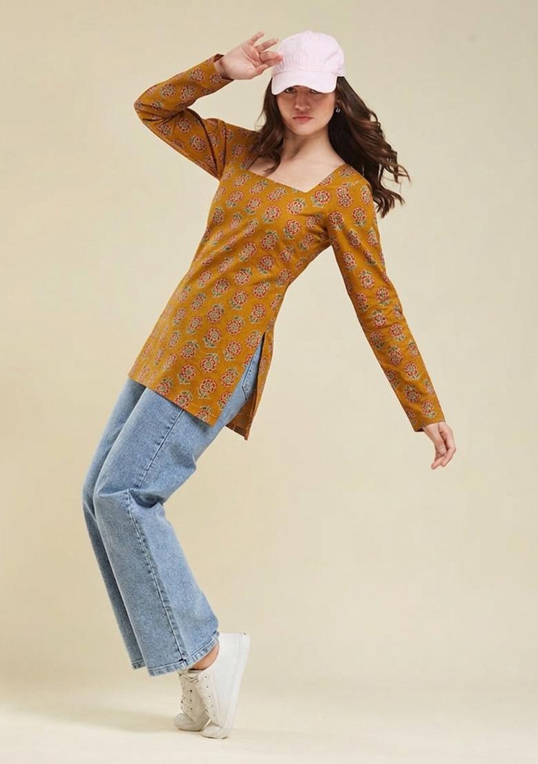Orange Rayon Top - Indya