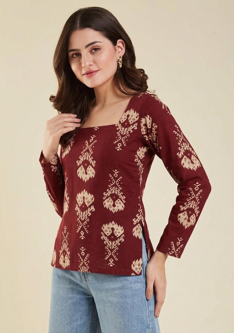 Wine Rayon Top - Indya