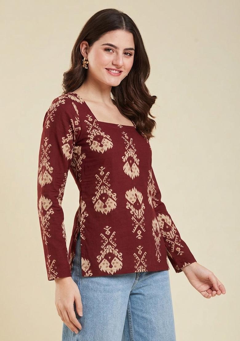 Wine Rayon Top - Indya