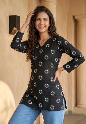 Black Printed Cotton Tunic