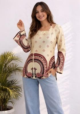 Off White Printed Cotton Tunic