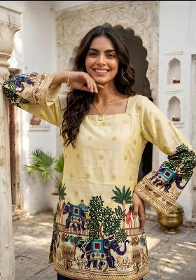 Off White Printed Cotton Tunic