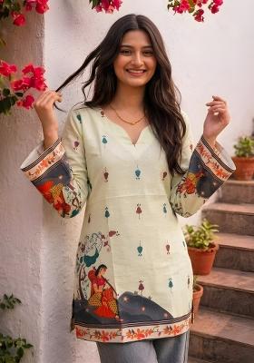 Off White Printed Cotton Tunic