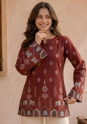 Rust Printed Cotton Top