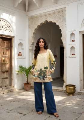Cream Printed Cotton Top