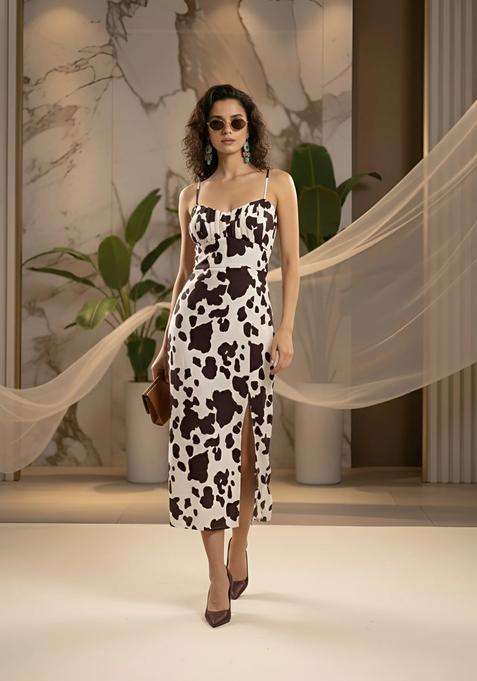 Off White Printed Cotton Dress