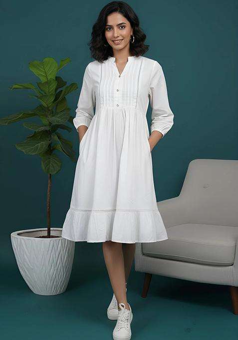 White Printed Cotton Dress
