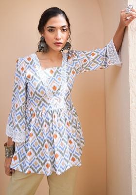 White Embroidered Rayon Kurti