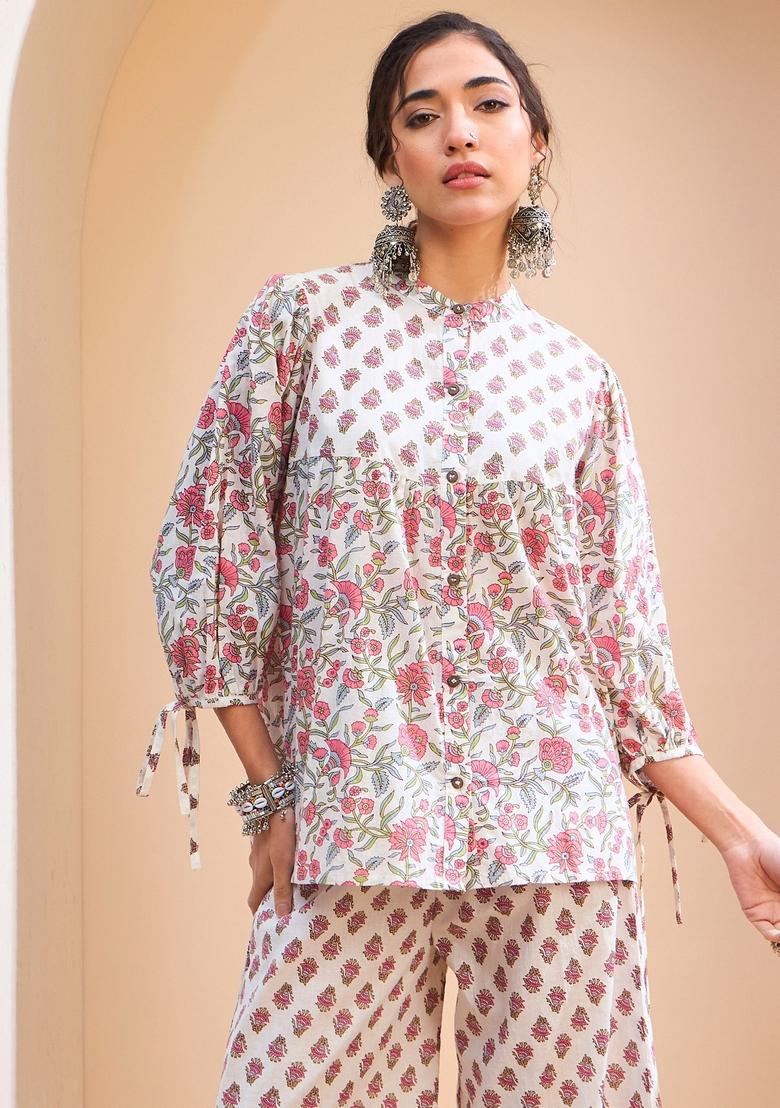 White Embroidered Cotton Kurti