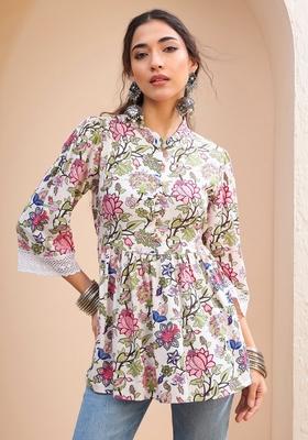 White Embroidered Rayon Kurti