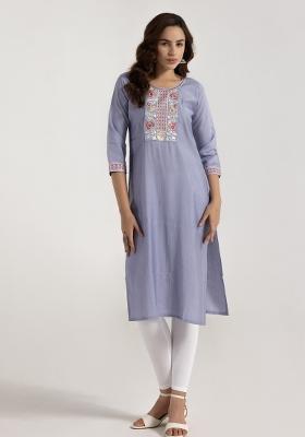 Lavender Embroidered Rayon Kurta