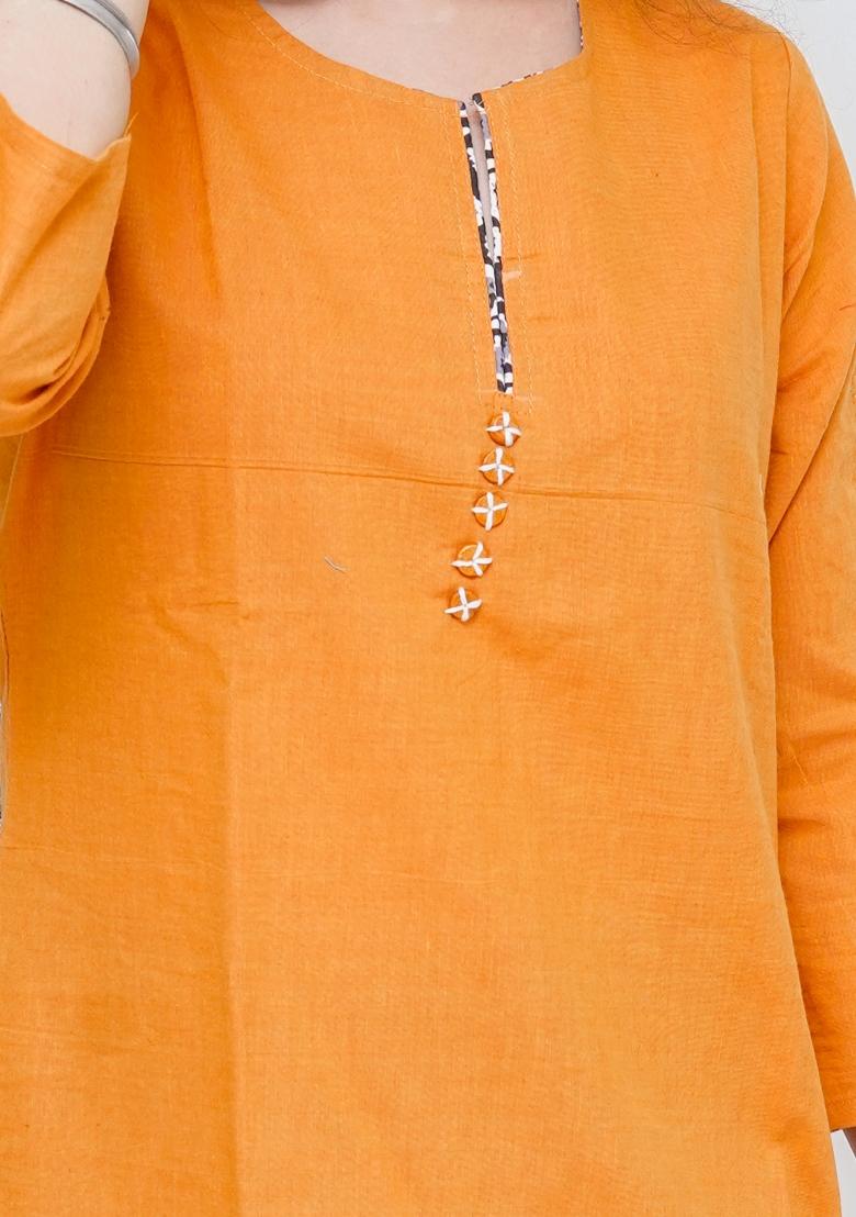 Mustard Yellow Solid Cotton Kurta