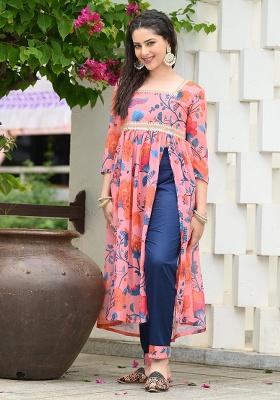 Brown Printed Georgette Kurti