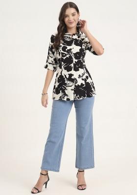 Black embroidered Rayon Tops