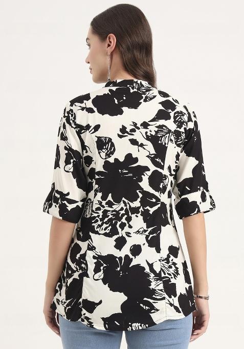 Black embroidered Rayon Tops