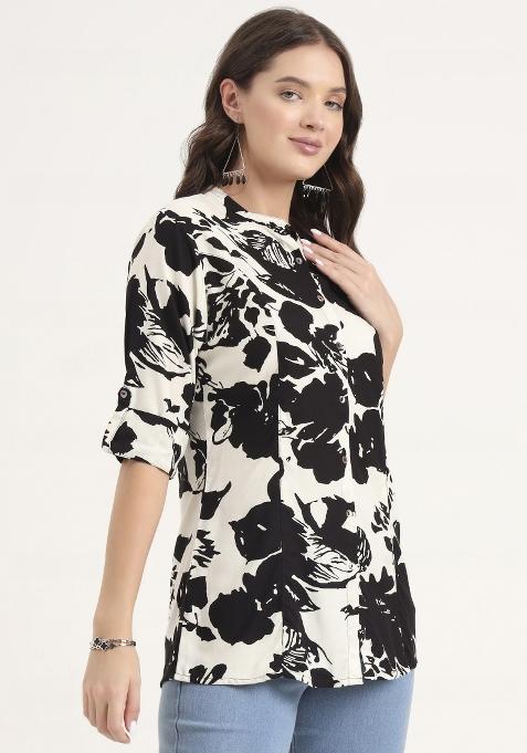 Black embroidered Rayon Tops