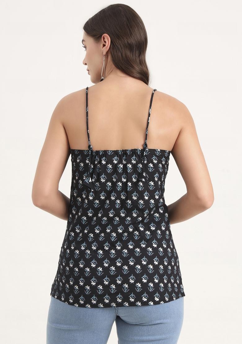 Black embroidered Cotton Tops