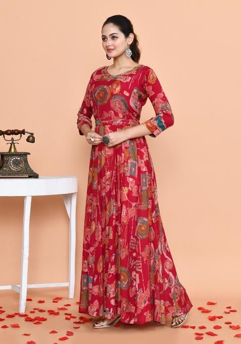 Red Tikki Work Chinnon Dress