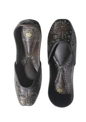 4S Premium Ethnic Dark Brown Punjabi Jutti Traditional Rajasthani Flat Slipons Handcrafted Wedding Footwear