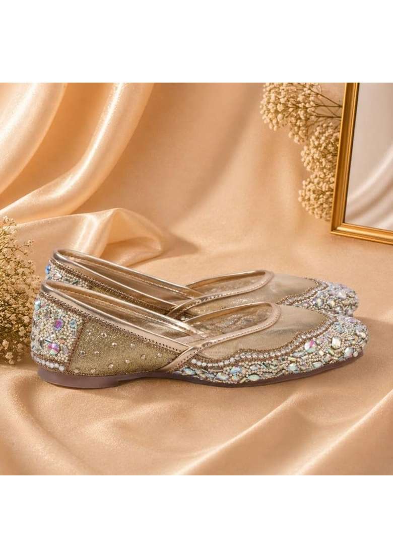 Alzic Green Womens Ethnic Jutti Handcrafted Traditional Slip on Flat Footwear - Indya