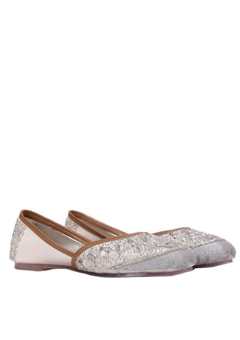 Alzic Gold Womens Embroidered Jutti for Women Handcrafted Ethnic Ballet Flats - Indya