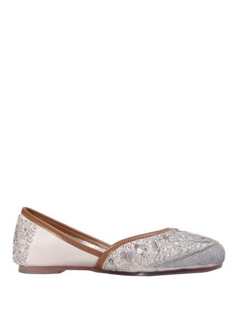 Alzic Gold Womens Embroidered Jutti for Women Handcrafted Ethnic Ballet Flats