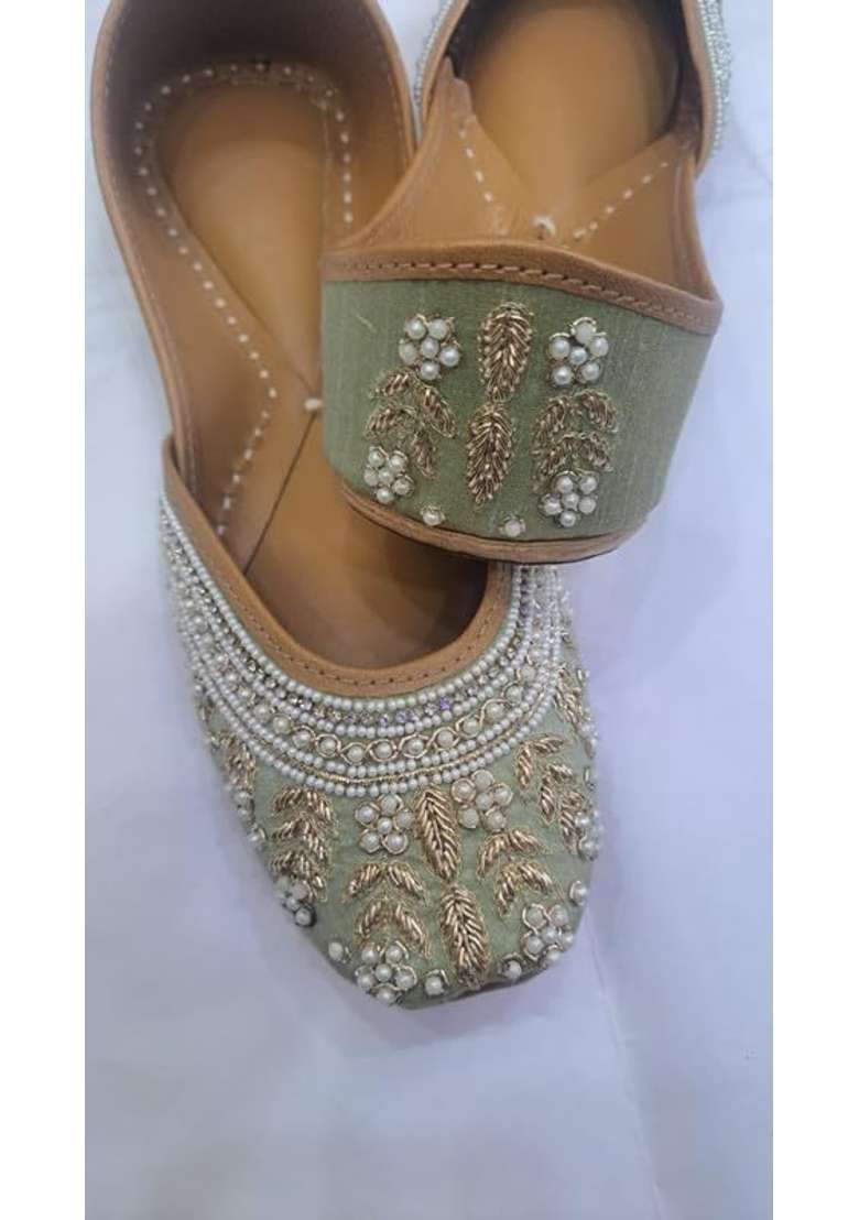 Pure Leather Handcrafted Bellie Rajasthani Patiyala Punjabi Jutti - Indya