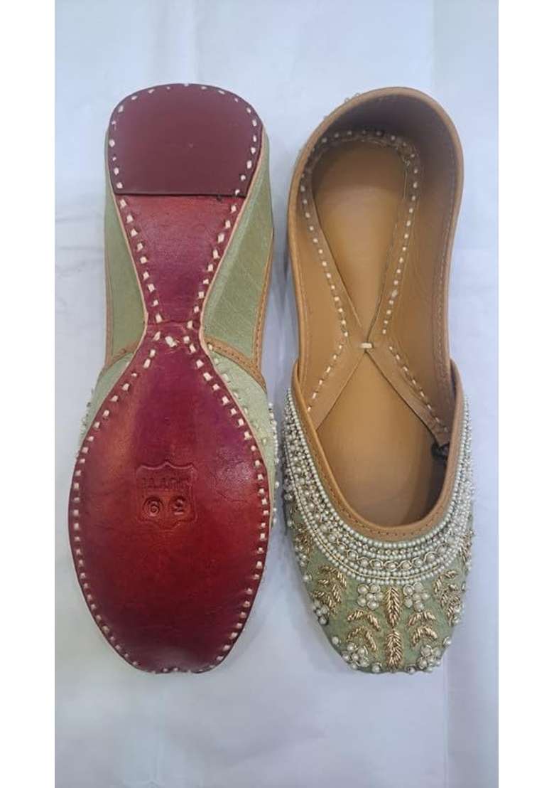 Pure Leather Handcrafted Bellie Rajasthani Patiyala Punjabi Jutti - Indya
