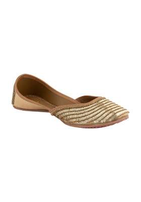 Korakari Womens Traditional Ethnic Amber Punjabi Jutti Leather Flat Comfortable Mojaris for Girls