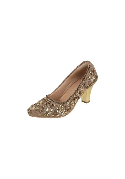 Mochi Womensslip on Closure Ethnic Mojaris with Block Heel