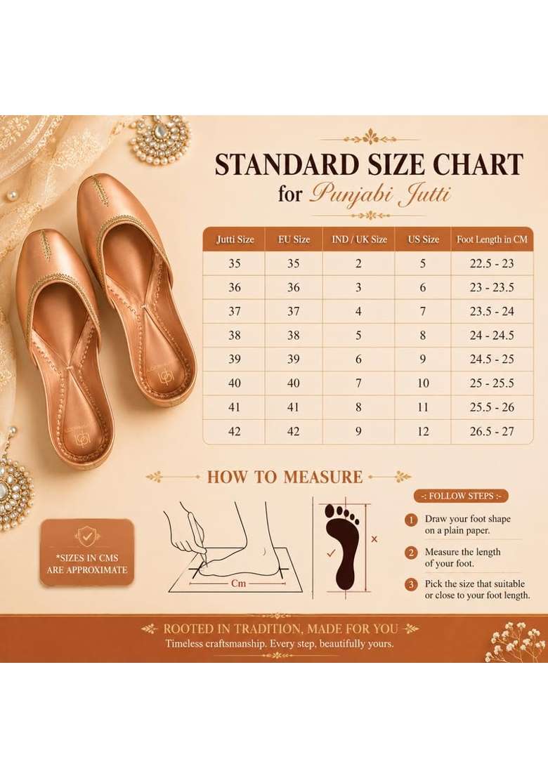 Loryphilory Golden Womens Handcrafted Punjabi Jutti Traditional Ethnic Footwear with Premium Comfort - Indya