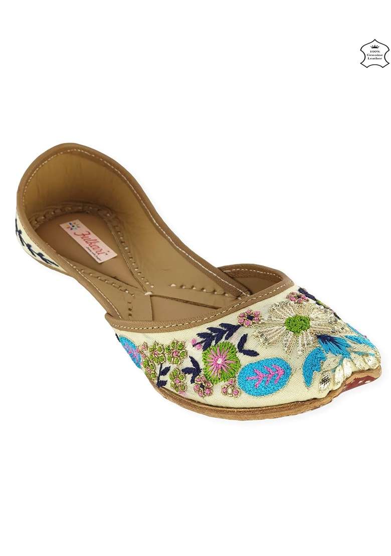 Fulkari Womens Genuine Soft Leather Juttis Bite and Pinch Free Juti - Indya