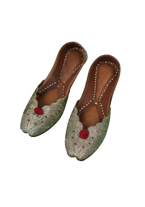 Jutties Maker Brown Womens Suhana Safar Zari Jutti Ethnic Slip on Flat Footwear