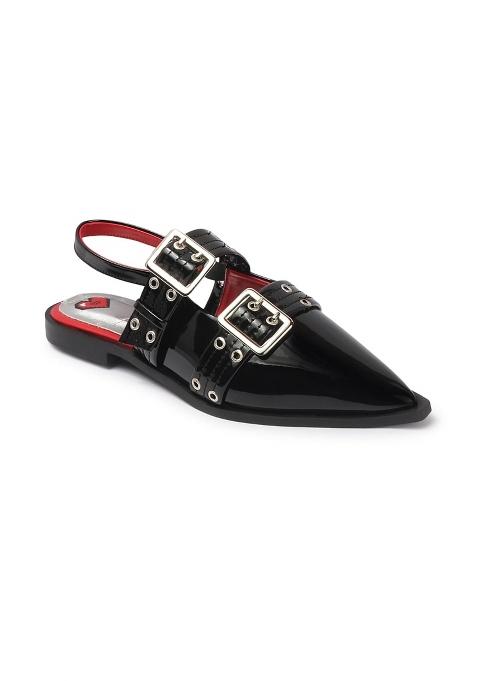 The White Pole Slingback Heart Print Flat Insole Mules Bellies Jutti Sandals for Women and Girls