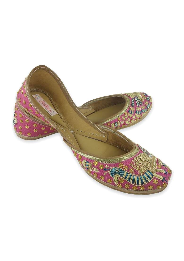 Fulkari Womens Formal Genuine Soft Leather Jutis - Indya