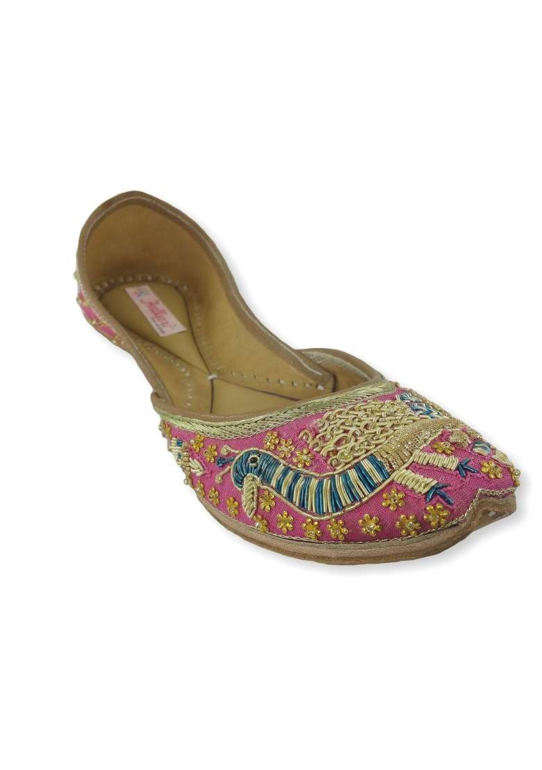 Fulkari Womens Formal Genuine Soft Leather Jutis - Indya