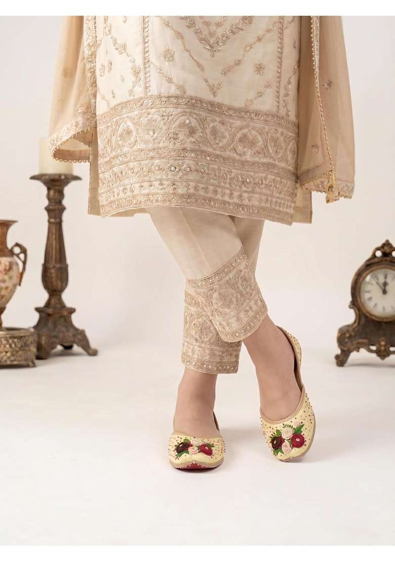 Fulkari Women Moonshine Multicolored Genuine Soft Leather Embroidered Jutis - Indya