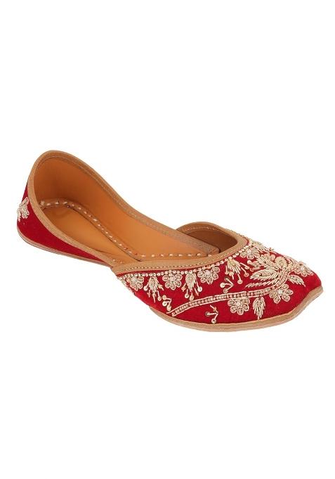 Jutties Maker Womens Maharani Charm Bridal Jutti Embroidered Ethnic Slip on Flats