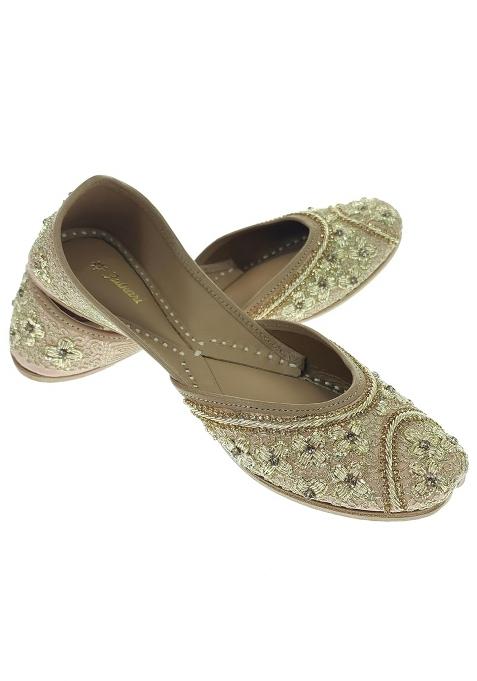 Fulkari Women Flax Flower Genuine Soft Leather Embroidered Jutis
