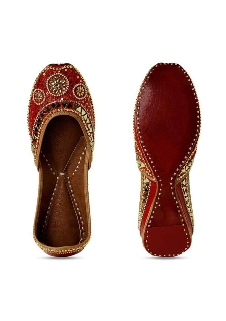 Pehnawacraft Red Laal Ishq Jutti for Women Punjabi Jutti - Indya